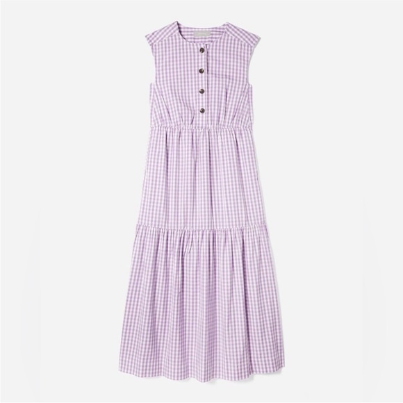 NEW Everlane The Tiered Gingham Midi Dress Size Small - Picture 5 of 15